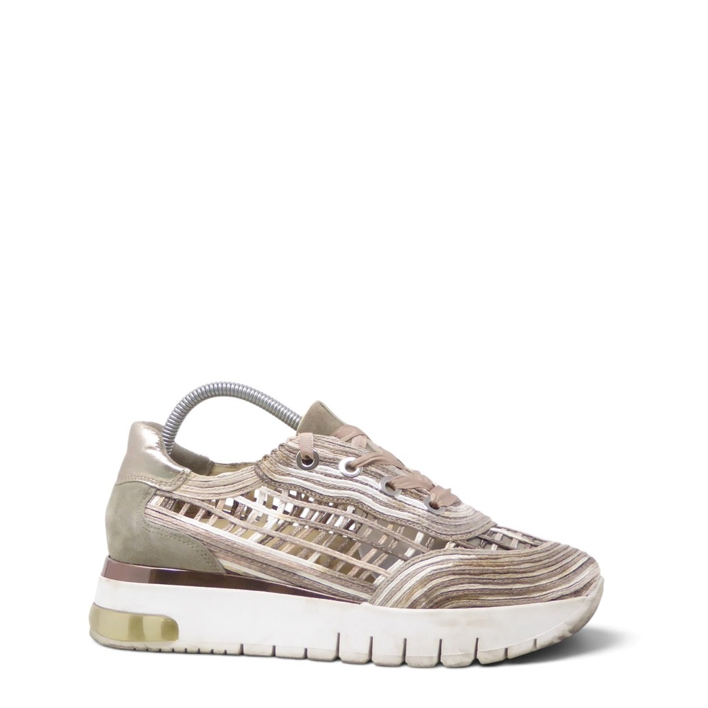 Softwaves Womens Alma Athleisure Sneakers Khaki Woven Lace Up Platform 40 / 9.5
